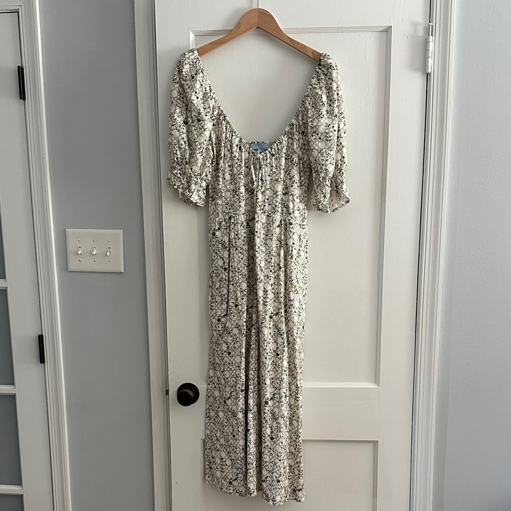 Hill House Cream Floral Long Sleeve Dress